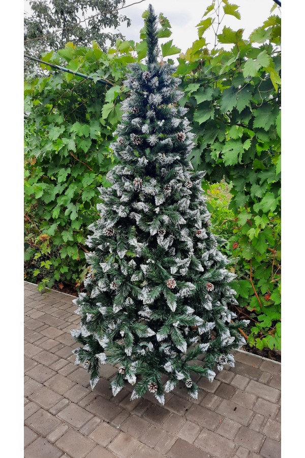 Искусственная елка с серебристой калиной и серебряной шишкой 150 см